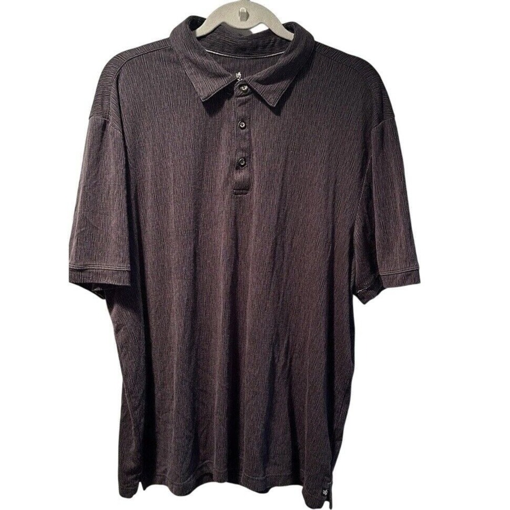 Nat Nast Luxury Originals Mens Ribbed Textured Short Sleeve Polo Size XL Gray‎